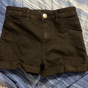 black denim shorts